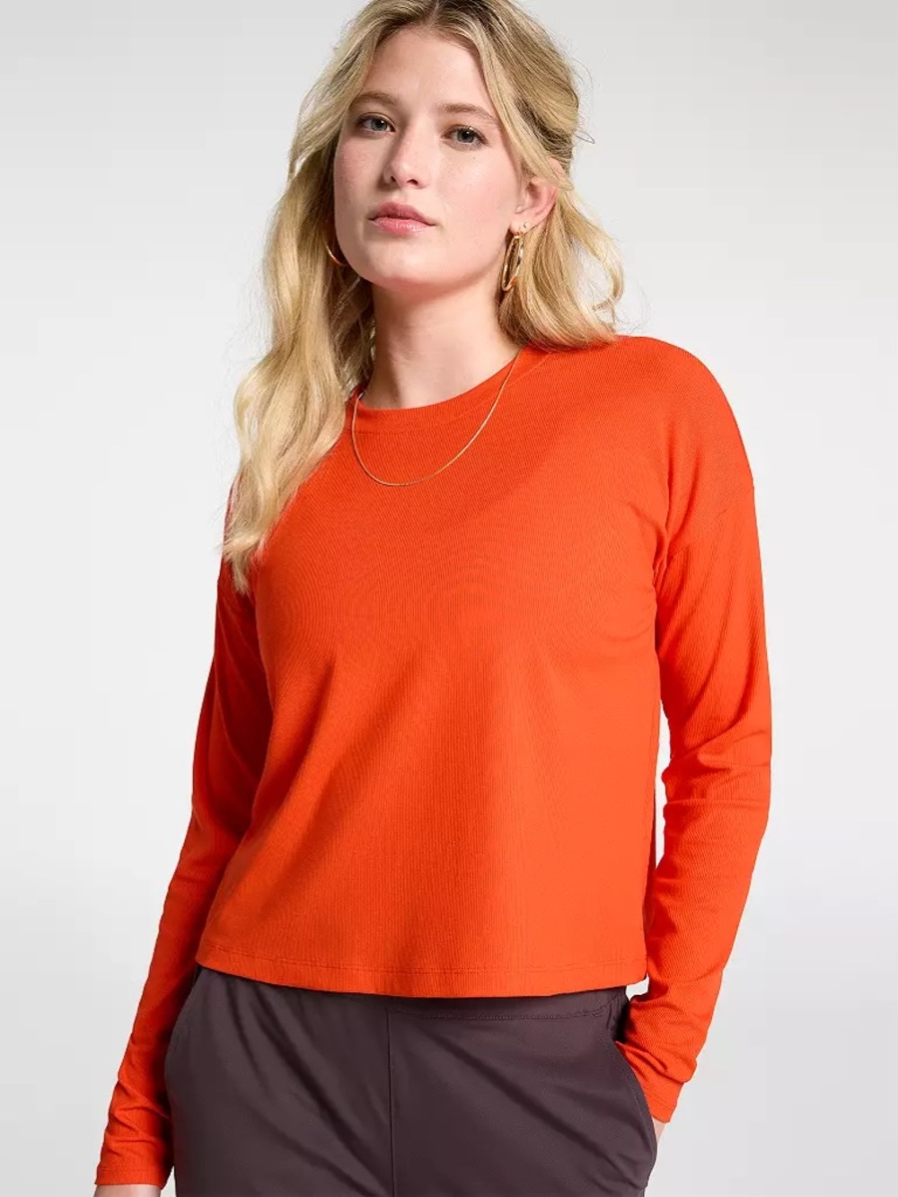NWT Calia Everyday Rib Boxy Long Sleeve Tee | Fresh Red